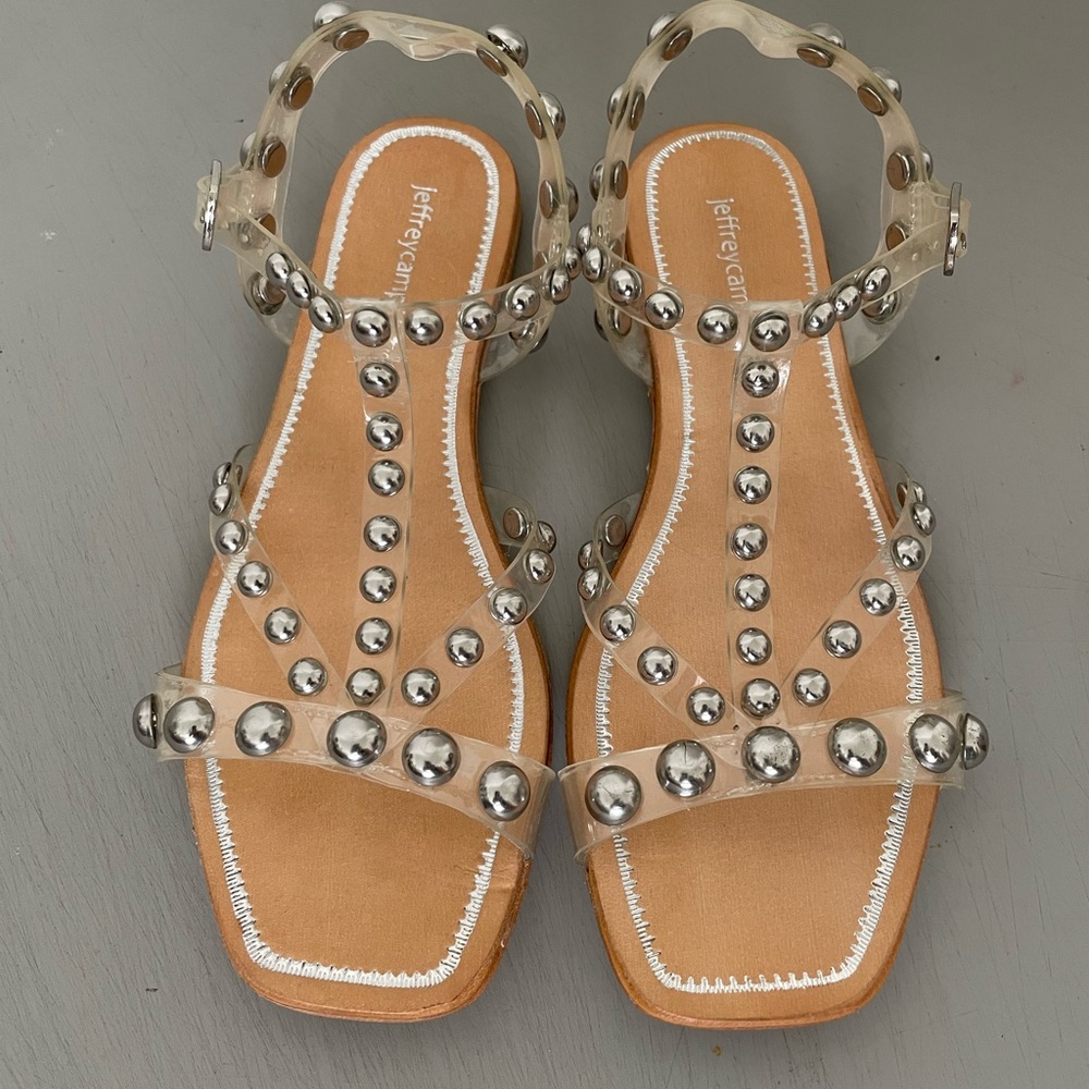 Jeffrey Campbell Studded Clear Strap Sandals Sz 7